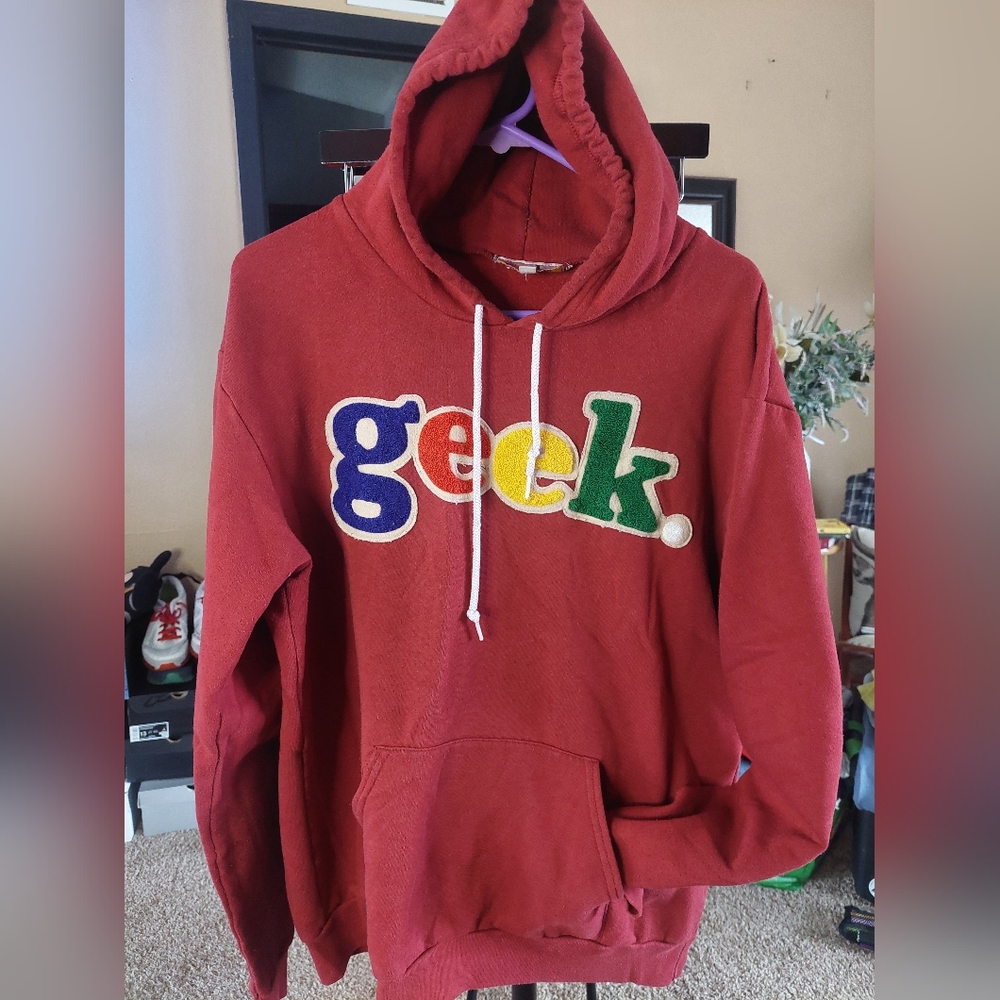 Kids Red Hoodie with Colorful Lettering
